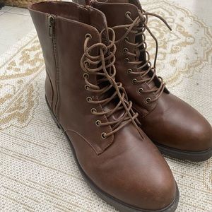 Torrid Brown Lace Up Boots Wide Width